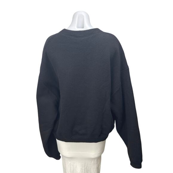 Alexander Wang Black Crewneck Long Sleeve Oversized Sweatshirt Sweater Top Sz OS - Picture 2 of 3